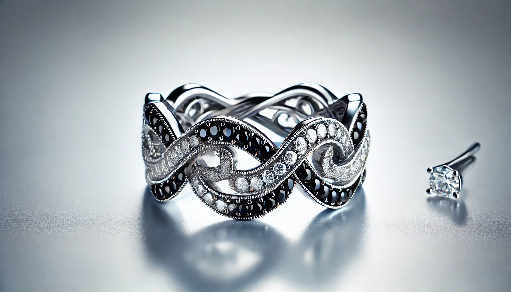 infinity black and white diamond ring